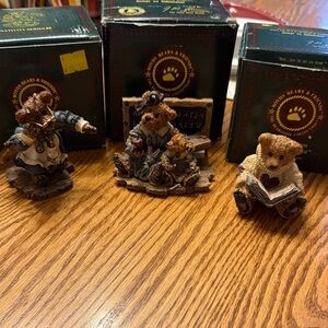 Boyds Bears Figurine Set with Brown and Cream Details